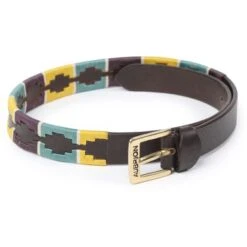 Aubrion Riem Skinny Polo Geel/Donkergroen/Paars 60cm